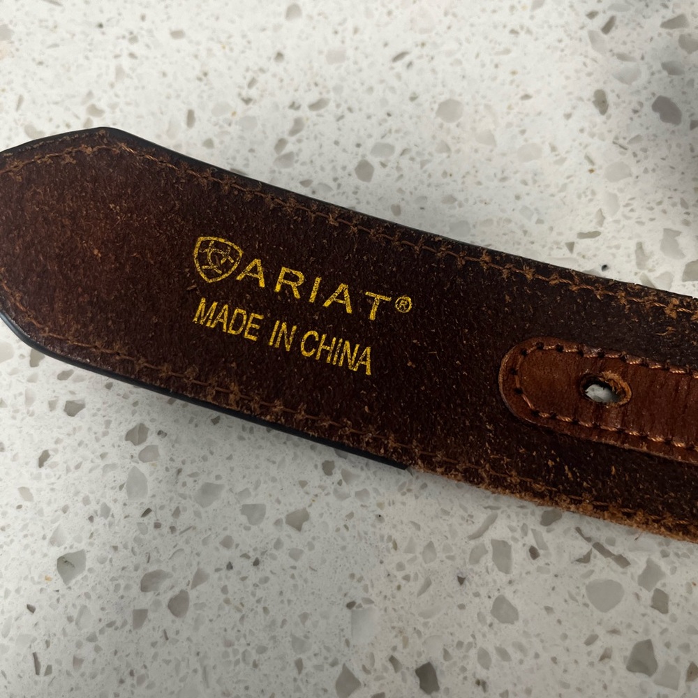 Ariat Brown Leather Belt, cowboy cowgirl rodeo - Picture 5 of 7
